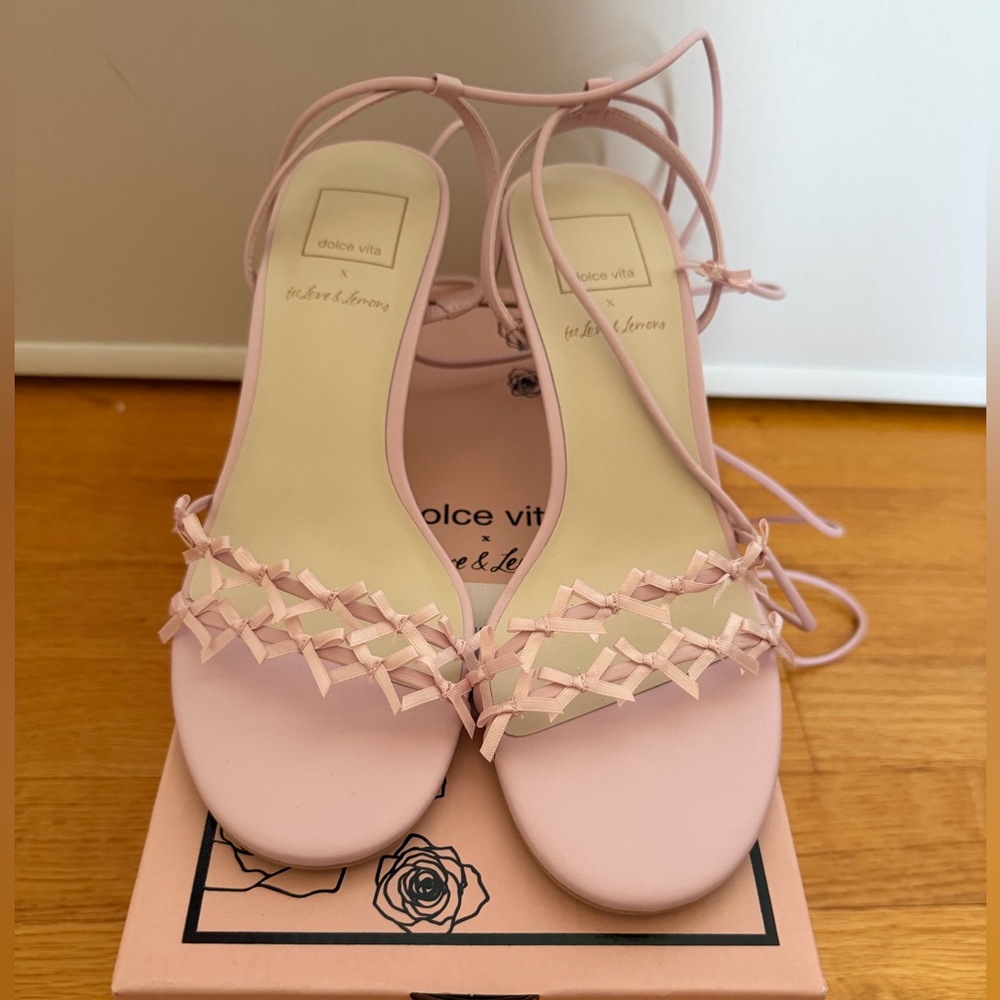 Dolce Vita Pink Woven Lace-Up Strappy Heels